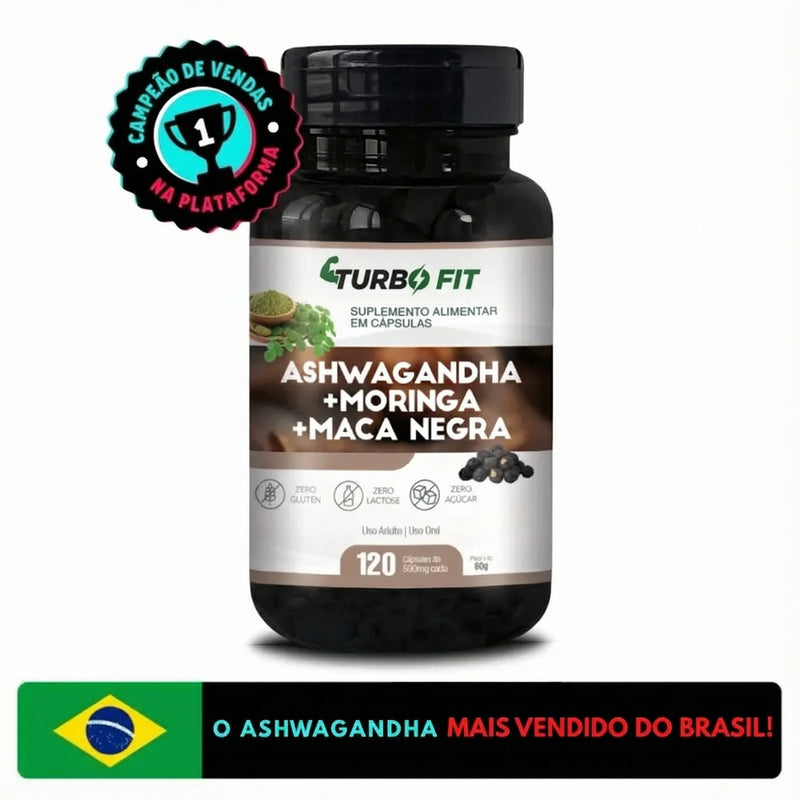 Ashwaguandha + Moringa + Maca Negra 100%pura e natural