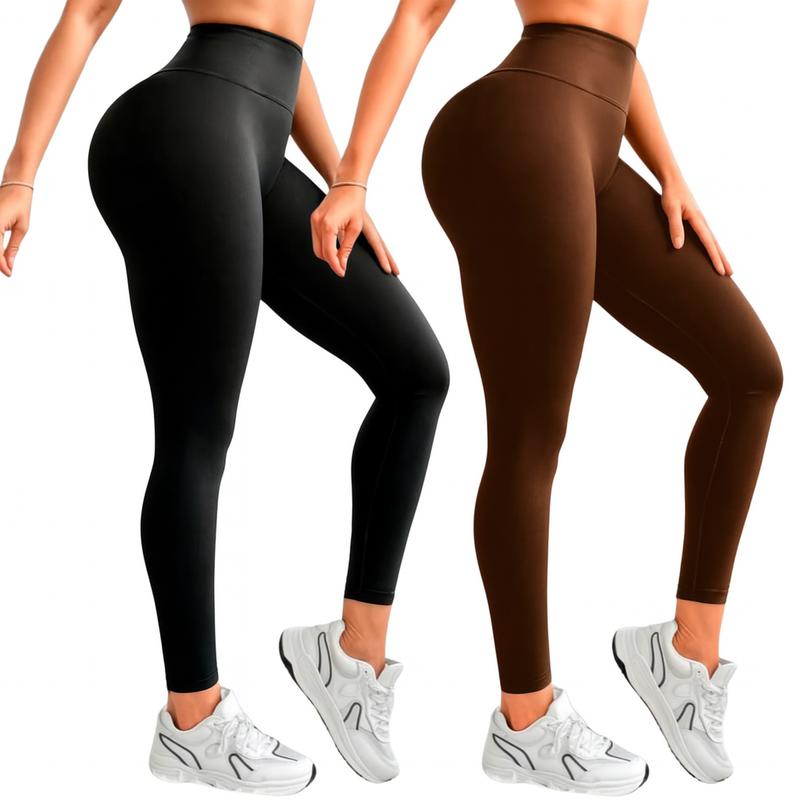 Kit 2 Calças Legging Femininas Suplex Liso Zero Transparência E Cintura Alta|Turbo Fit