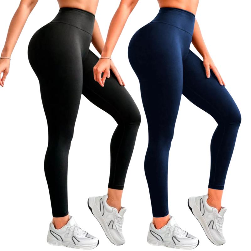 Kit 2 Calças Legging Femininas Suplex Liso Zero Transparência E Cintura Alta|Turbo Fit