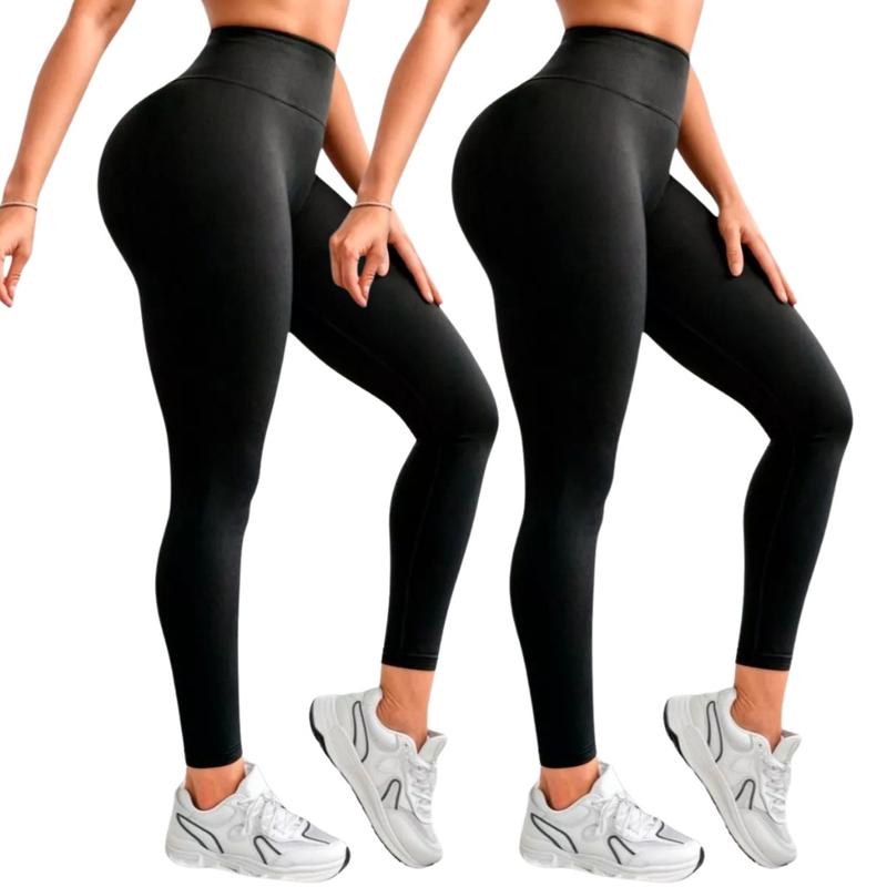 Kit 2 Calças Legging Femininas Suplex Liso Zero Transparência E Cintura Alta|Turbo Fit